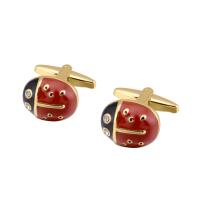 Brass Cufflinks, Ladybug, plated 