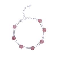 Sterling Silber Armbänder, Messing, silberfarben plattiert, für Frau, Rosa, 7mm, Länge:ca. 8.2 ZollInch, verkauft von Strang