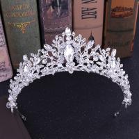 Bridal Tiaras, Zinc Alloy, Crown, plated, handmade & for woman & with rhinestone 160*70mm 