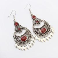 Fashion Fringe Earrings, Zinc Alloy, Tassel, antique silver color plated, micro pave rhinestone & for woman 70*26mm 