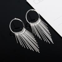 Fashion Fringe Earrings, Zinc Alloy, Tassel, plated, for woman 70*26mm 