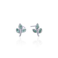 laiton boucle d oreille dormeuse, feuille, pavé de micro zircon & pour femme, vert, 8.6*11mm, Vendu par paire