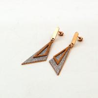 Titanium Steel Earrings, Triangle, gold color plated, for woman 