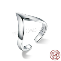 Bague en argent , Argent sterling 925, coeur, Plaqué de platine, réglable & pour femme, 3mm, 14mm Vendu par PC