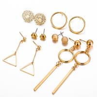 Zinc Alloy Earring Set, Stud Earring & earring, Geometrical Pattern, gold color plated, 6 pieces & for woman & hollow, golden, 6mm, 7mm, 11mm, 20mm, 40mm, 82mm 