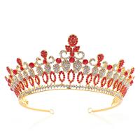 Bridal Tiaras, Zinc Alloy, Crown, plated, for woman & with rhinestone 145*75mm 