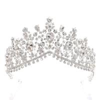 Bridal Tiaras, Zinc Alloy, Crown, plated, for woman & with rhinestone 160mm,65mm 