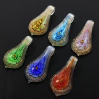 Inner Flower Lampwork Pendants, gold sand, mixed colors Approx 10mm 