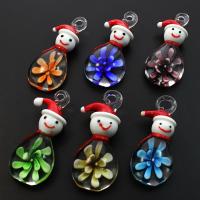 Pendentifs Murano fleur intérieur, chalumeau, bonhomme de neige, fleur intérieure, couleurs mélangées Environ 4mm îte, Vendu par boîte