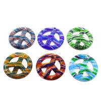 Lampwork Pendants, Peace Logo, silver powder, mixed colors Approx 3mm 