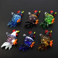 Animal Lampwork Pendants, Chicken, bumpy & inner flower, mixed colors Approx 5mm 