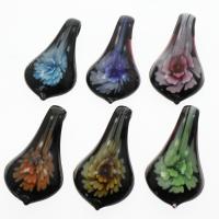 Inner Flower Lampwork Pendants, mixed colors Approx 8mm 