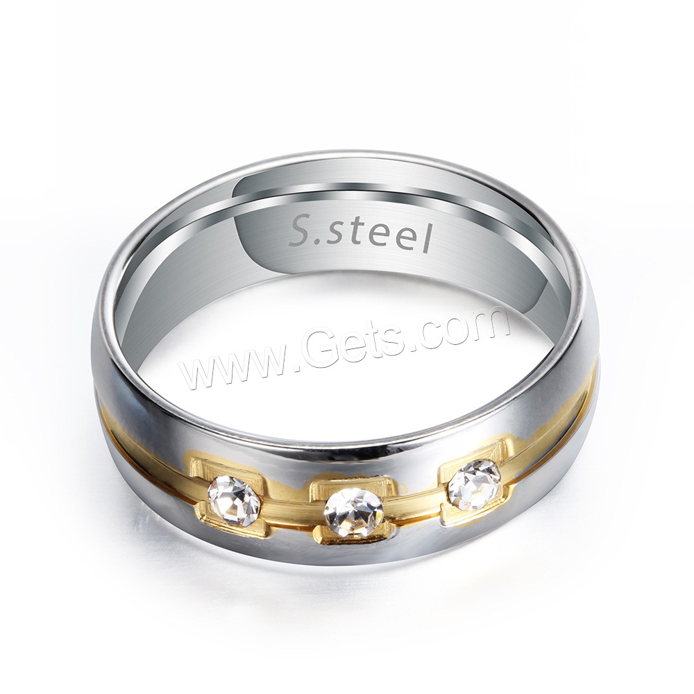 Titan Stahl Fingerring, Titanstahl, Kreisring, plattiert, unisex & verschiedene Größen vorhanden & mit Strass, 6mm, Größe:7-12, verkauft von PC