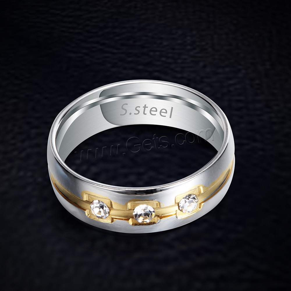 Titan Stahl Fingerring, Titanstahl, Kreisring, plattiert, unisex & verschiedene Größen vorhanden & mit Strass, 6mm, Größe:7-12, verkauft von PC