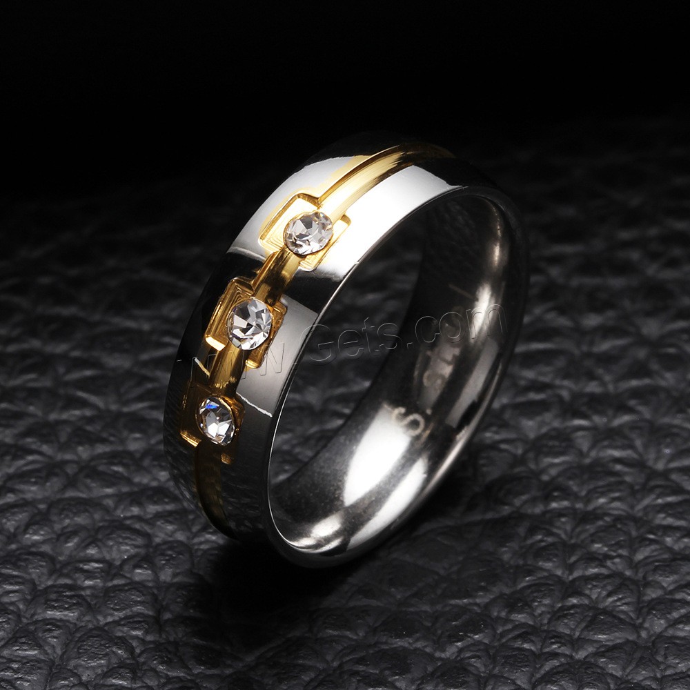 Titan Stahl Fingerring, Titanstahl, Kreisring, plattiert, unisex & verschiedene Größen vorhanden & mit Strass, 6mm, Größe:7-12, verkauft von PC