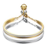 Edelstahl Charm Armband, plattiert, für Frau & mit Strass, keine, 3.8mm, 2.3mm, Länge:ca. 7.9 ZollInch, verkauft von Strang