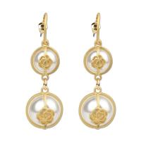 Glass Zinc Alloy Earring, with Glass Pearl, zinc alloy post pin, gold color plated, for woman 