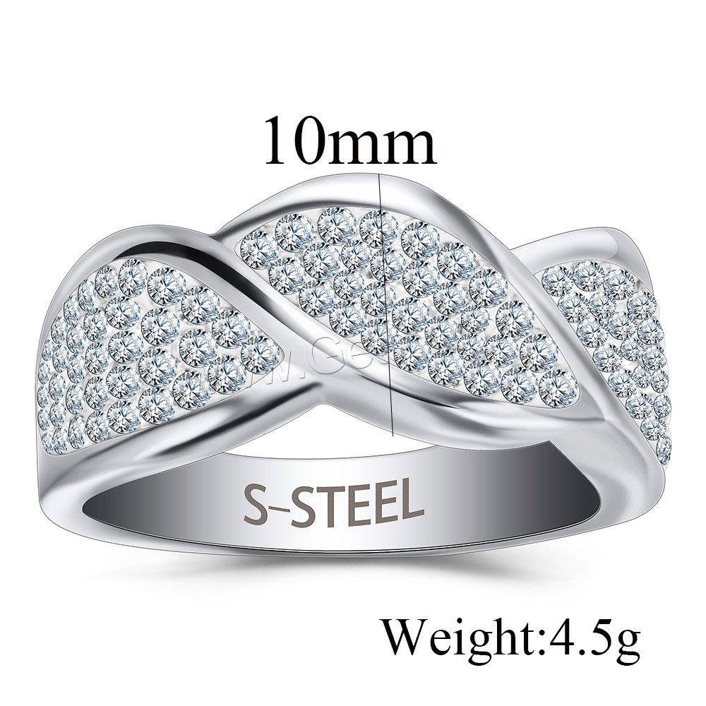 Titan Stahl Fingerring, Titanstahl, mit Ton, verschiedene Größen vorhanden & für Frau & mit Strass, originale Farbe, 10mm, Größe:6-9, verkauft von PC