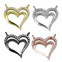 Cubic Zirconia Micro Pave Brass Pendant, Heart, plated, micro pave cubic zirconia Approx 1.5mm 