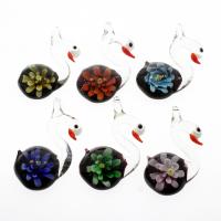 Animal Lampwork Pendants, Swan, inner flower, mixed colors Approx 5mm 