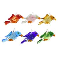 Animal Lampwork Pendants, Bird, inner flower, mixed colors Approx 5mm 