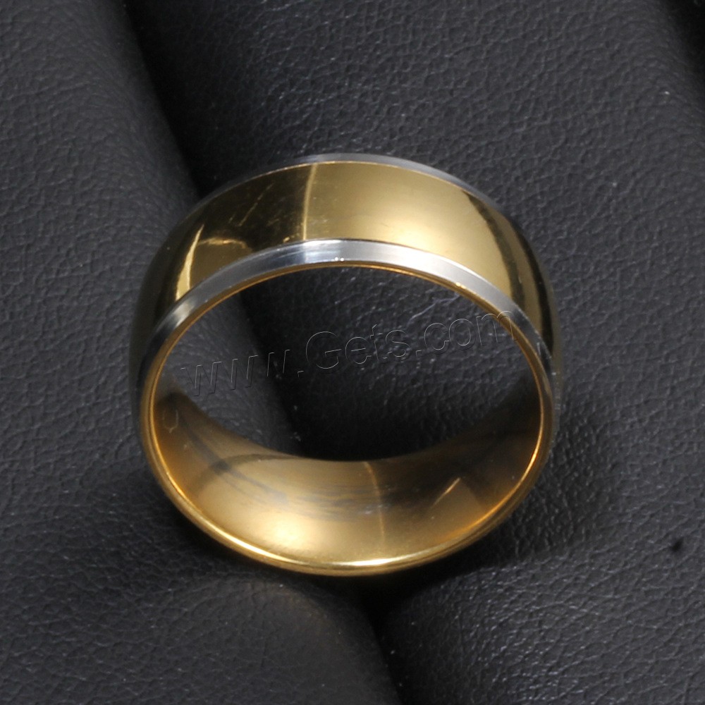 Bague en acier inoxydable, beignet, Placage de couleur d'or, normes différentes pour le choix & pour homme, 8mm, Taille:7-12, Vendu par PC