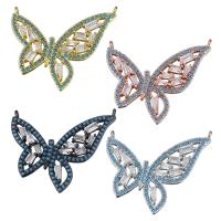 Cubic Zirconia Micro Pave Brass Pendant, Butterfly, plated, micro pave cubic zirconia Approx 1mm 