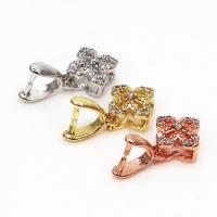 clip de pince en laiton, fleur, Placage, pavé de micro strass, plus de couleurs à choisir, 8.2mm,4mm Vendu par lot