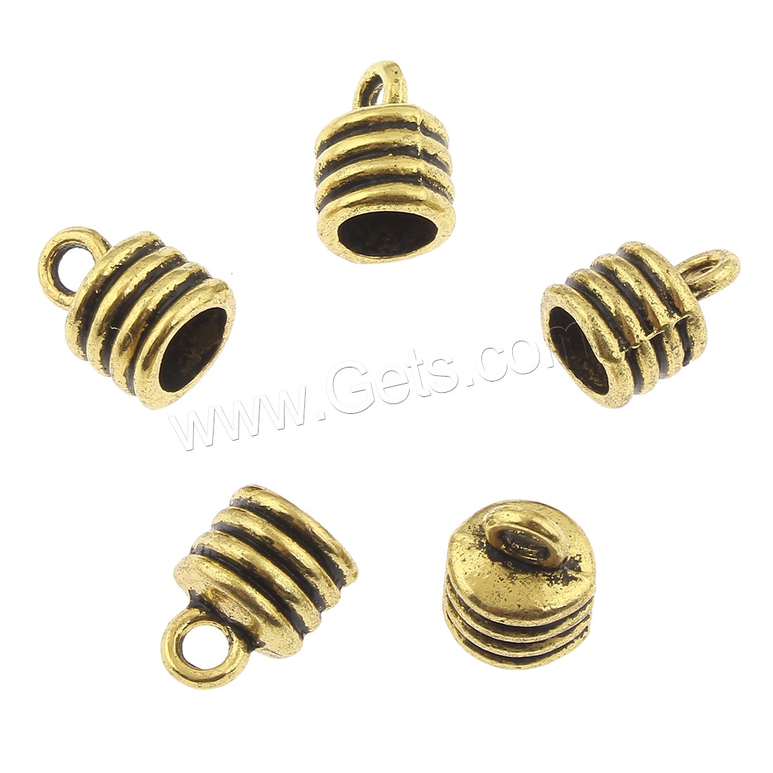 Zinklegierung Endkappe, antike Goldfarbe plattiert, frei von Blei & Kadmium, 10x13mm, Bohrung:ca. 3mm, ca. 300PCs/Tasche, verkauft von Tasche