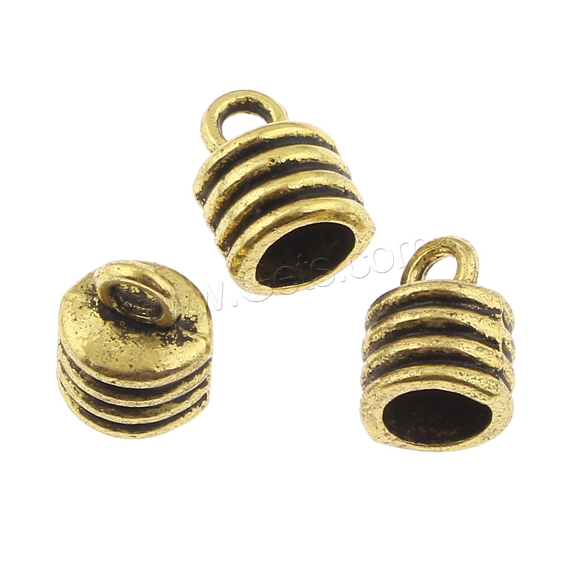 Zinklegierung Endkappe, antike Goldfarbe plattiert, frei von Blei & Kadmium, 10x13mm, Bohrung:ca. 3mm, ca. 300PCs/Tasche, verkauft von Tasche