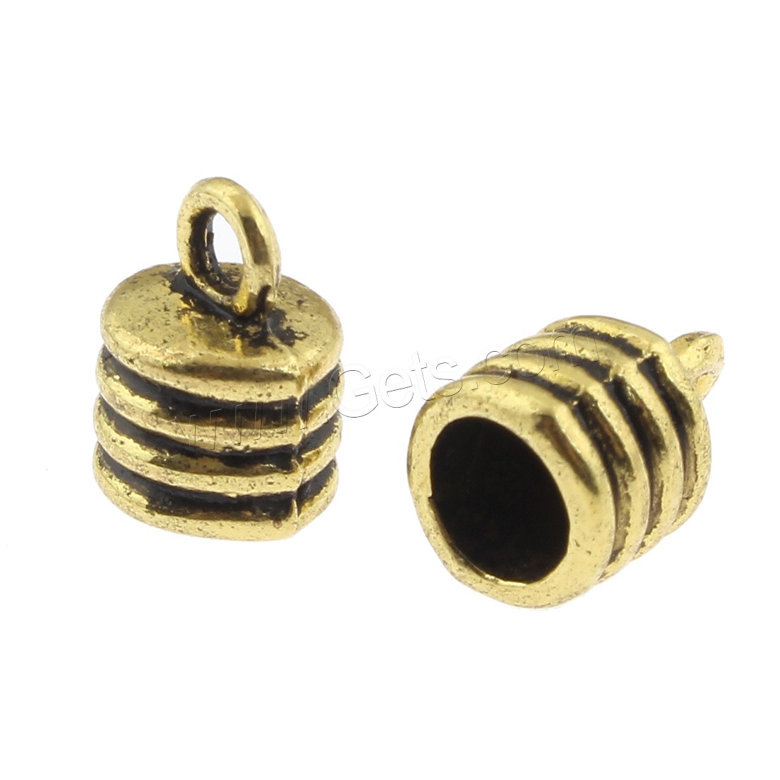 Zinklegierung Endkappe, antike Goldfarbe plattiert, frei von Blei & Kadmium, 10x13mm, Bohrung:ca. 3mm, ca. 300PCs/Tasche, verkauft von Tasche