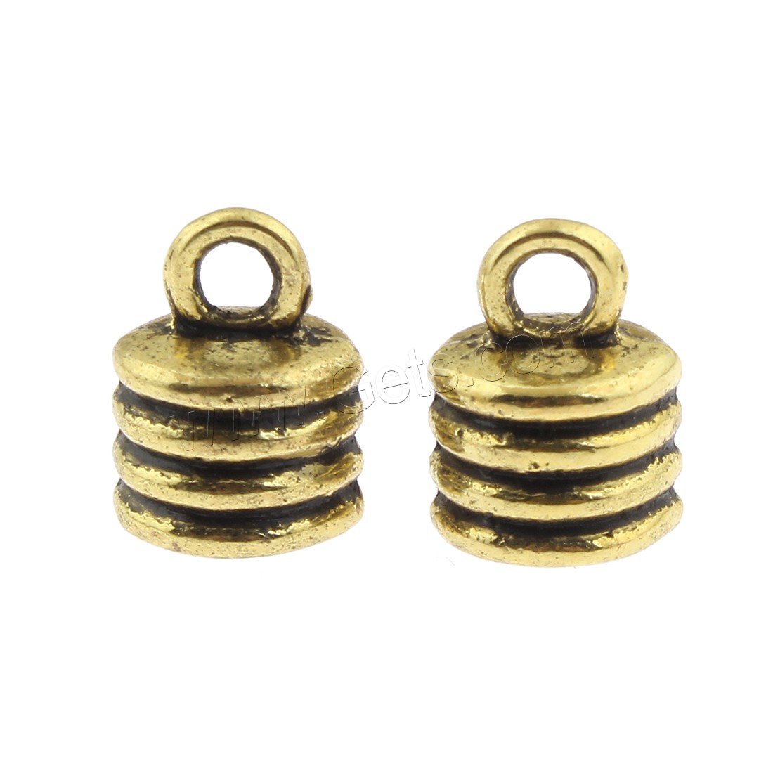 Zinklegierung Endkappe, antike Goldfarbe plattiert, frei von Blei & Kadmium, 10x13mm, Bohrung:ca. 3mm, ca. 300PCs/Tasche, verkauft von Tasche