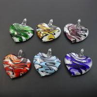 Lampwork Pendants, Flat Heart, mixed colors Approx 8mm 