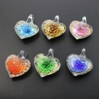 Inner Flower Lampwork Pendants, Heart, mixed colors Approx 7mm 