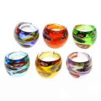 Anillo de dedo Goldsand Lampwork, Cristal de murano, unisexo & arena dorada & flor interior, color mixto, 25x22mm, tamaño:8, 12PCs/Caja, Vendido por Caja