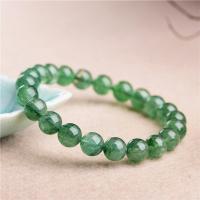 Strawberry Quartz Bracelet, Round, polished, Unisex green, 5mm,6mm,7mm,8mm 