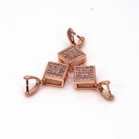 Fianza de pellizco de latón, metal, Cuadrado, chapado, micro arcilla de diamantes de imitación, más colores para la opción, 7.5mm,4mm, 5PCs/Grupo, Vendido por Grupo