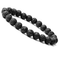 Lava Bead Bracelet, Round, Unisex, 8mm Approx 6.9 Inch 