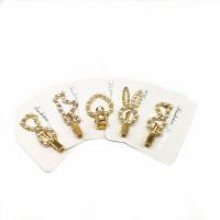 Clips de pico, Perlas plásticas, chapado en color dorado, diferentes estilos para la opción & para mujer & con diamantes de imitación, 70mm, Vendido por Grupo