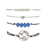 aleación de zinc Pulsera, chapado, 4 piezas & Ajustable & para mujer, 54mm,57mm,61mm,63mm, 4Strandsfilamento/Par, Vendido por Par