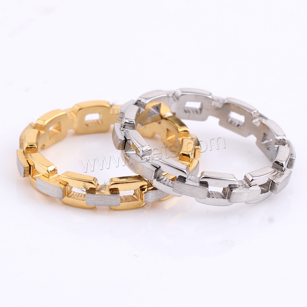 Anillos de Acero Inoxidable, rueda de engranaje, chapado, diverso tamaño para la opción & diferentes estilos para la opción & para mujer, 4mm, 2.5mm, tamaño:6-8, Vendido por UD