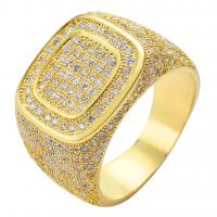 Cubic Zirconia Micro Pave Brass Finger Ring, plated & micro pave cubic zirconia & for man nickel, lead & cadmium free 