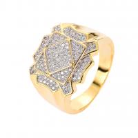 Cubic Zirconia Micro Pave Brass Finger Ring, plated & micro pave cubic zirconia & for man nickel, lead & cadmium free 