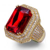 Cubic Zirconia Micro Pave Brass Finger Ring, with Ruby, plated & micro pave cubic zirconia & for man, red, nickel, lead & cadmium free 