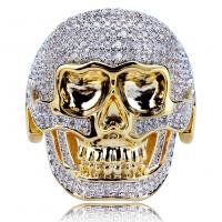 Cubic Zirconia Micro Pave Brass Finger Ring, Skull, gold color plated & micro pave cubic zirconia & for man, nickel, lead & cadmium free 