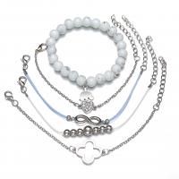 aleación de zinc Pulsera, pulsera, chapado, 5 piezas & Ajustable & unisexo, 7.6mm,5.2mm,10.4mm,20.9mm,22.5mm, longitud:aproximado 7 Inch, 5Strandsfilamento/Set, Vendido por Set