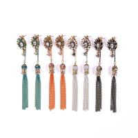 Zinc Alloy Tassel Earring, with Gemstone, for woman & with rhinestone lead & cadmium free, 105mm 