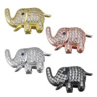 Brass Slide Charm, Elephant, plated, micro pave cubic zirconia nickel, lead & cadmium free 