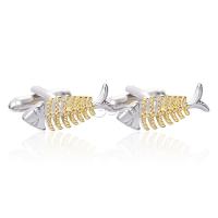 Zinc Alloy Cufflinks, Fish Bone, plated, Unisex, silver color, 25mmx9mm 