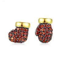 Brass Asymmetric Stud Earrings, plated, micro pave cubic zirconia & for woman nickel, lead & cadmium free, 6*7mm,5.7*8mm 